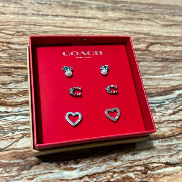 Coach Jewelry Silver Stud Earrings Trio Set - Picture 2 of 4